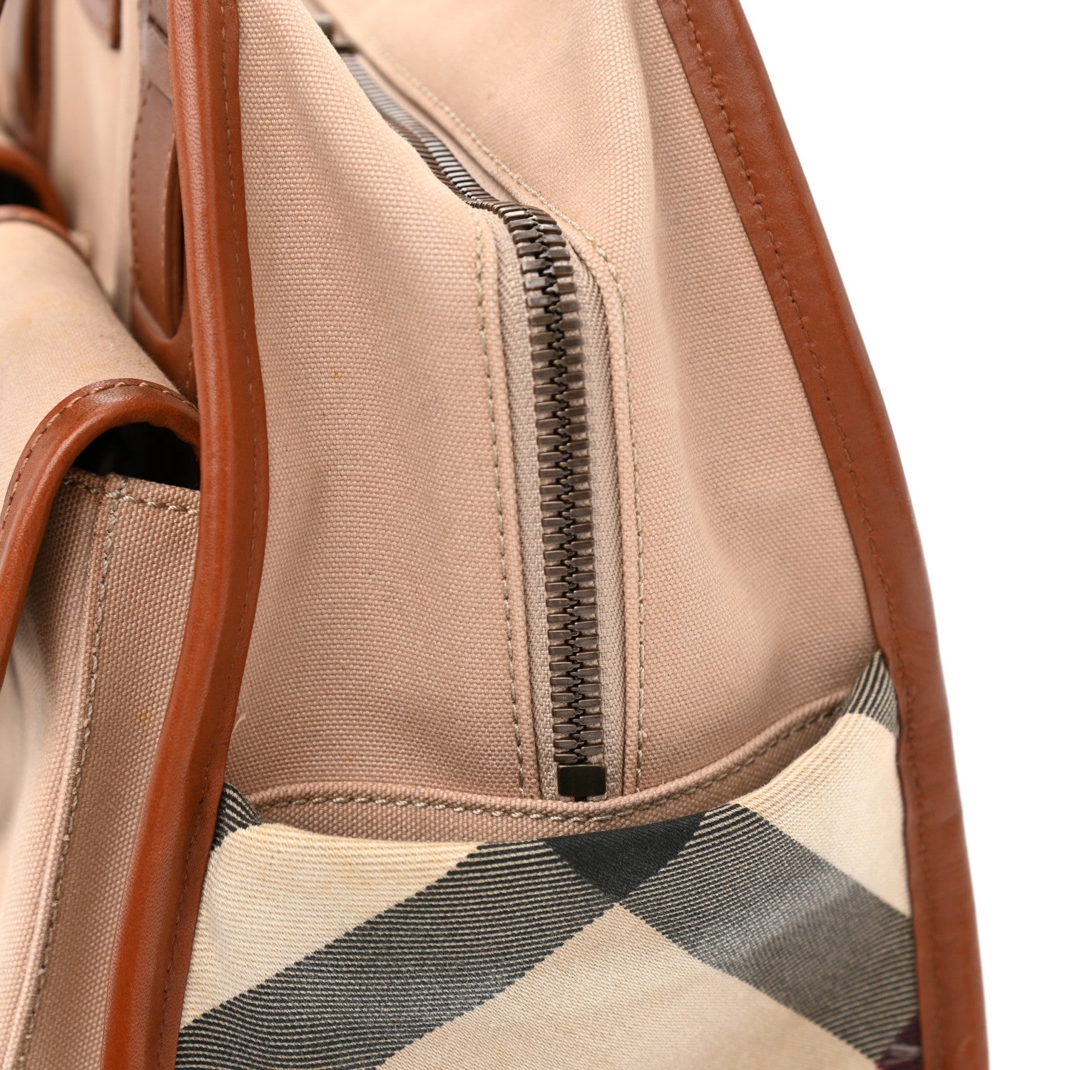 Burberry Canvas Nova Check Buckle Satchel Natural 11 of 14