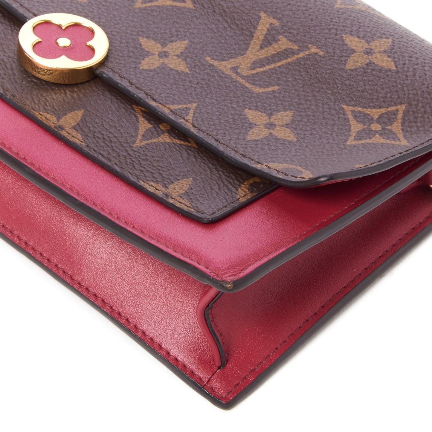 Monogram Flore Chain Wallet Fuchsia