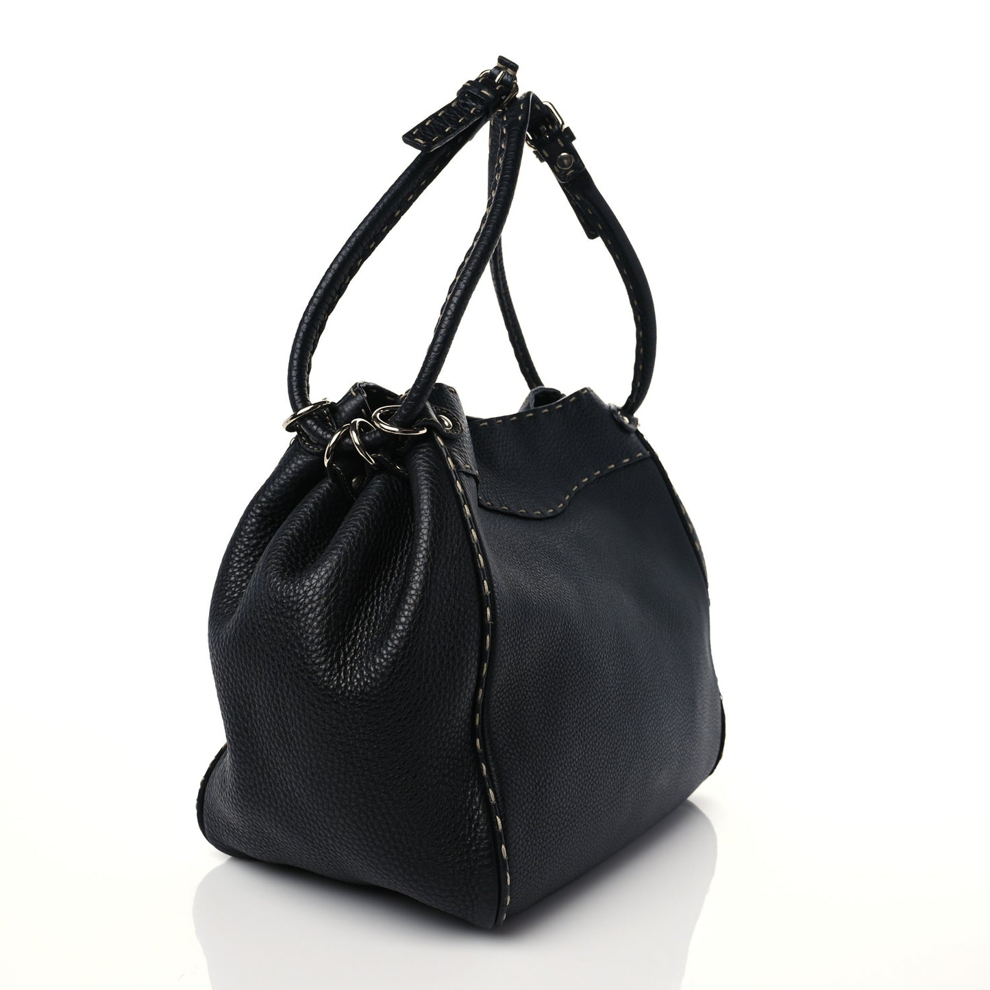Calfskin Romano Selleria Small Bucket Black