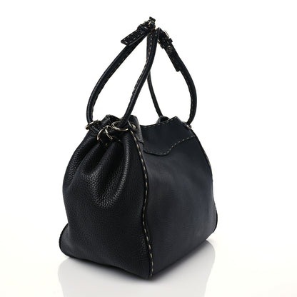 Fendi Calfskin Romano Selleria Small Bucket Black 2 of 8