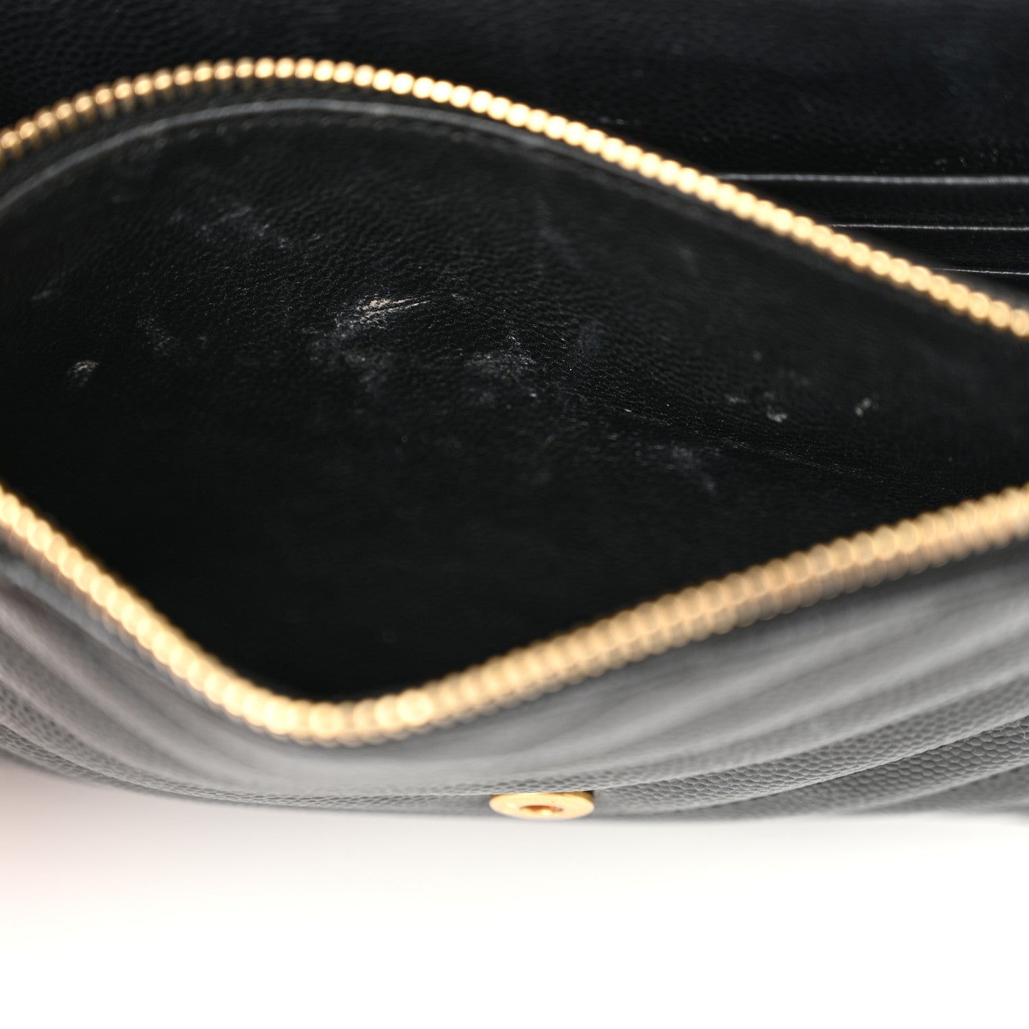 Saint Laurent Grain De Poudre Matelasse Chevron Monogram Envelope Chain Wallet Black 13 of 15