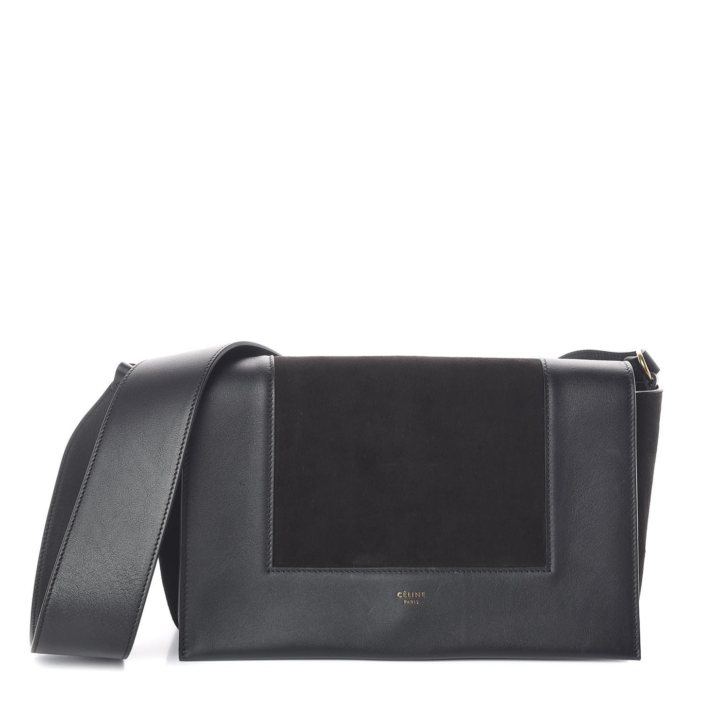 Suede Calfskin Medium Frame Shoulder Bag Black