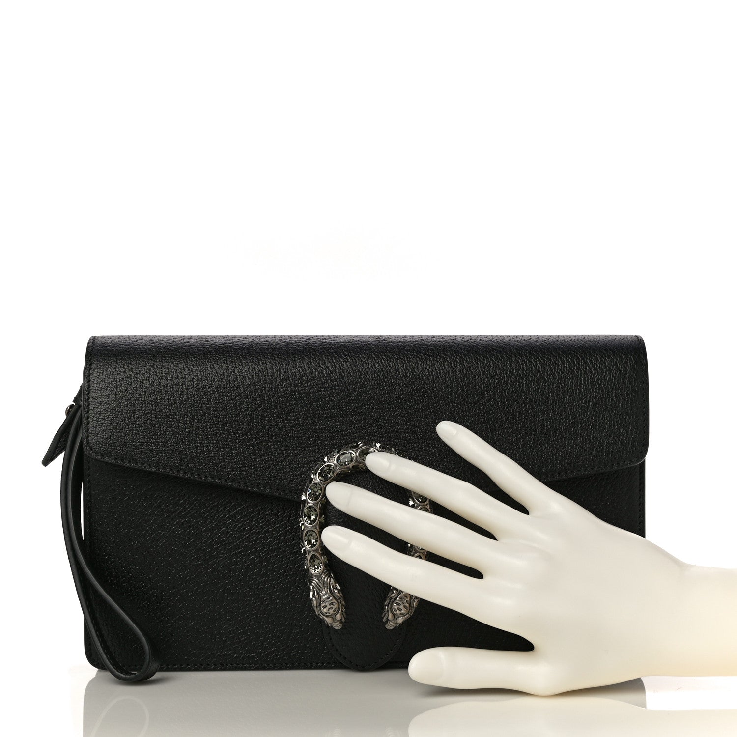 Gucci Dollar Calfskin Crystal Dionysus Clutch Wristlet Black Black Diamond 2 of 11