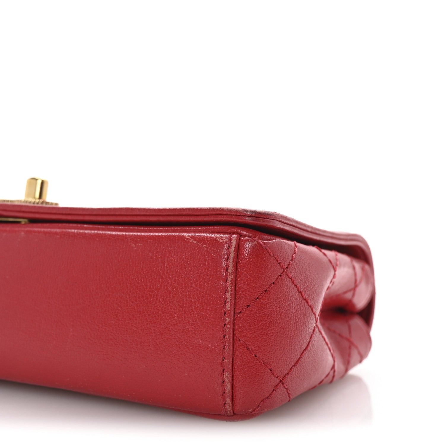 Chanel Sheepskin Quilted Medium Vintage Mademoiselle Flap Red 10 of 10