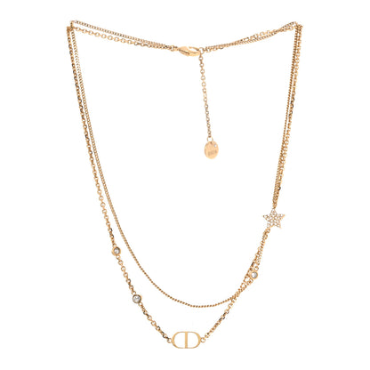 Christian Dior Metal Crystal Petit CD Double Necklace Gold 3 of 5
