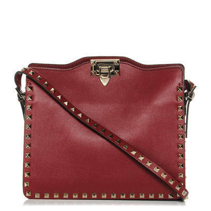 Valentino Garavani Vitello Rockstud Flip-Lock Shoulder Bag Red 1 of 6