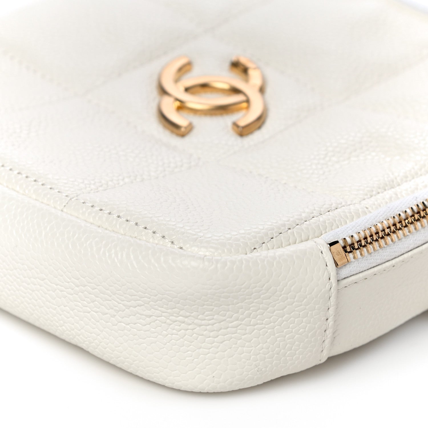 Chanel Caviar Quilted Diamond Clutch With Chain White 10 of 10