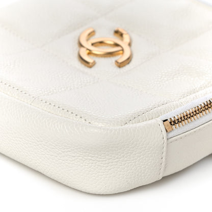 Chanel Caviar Quilted Diamond Clutch With Chain White 10 of 10
