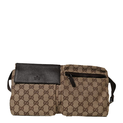 Gucci GG Monogram Double Pocket Belt Bag Dark Brown 1 of 11
