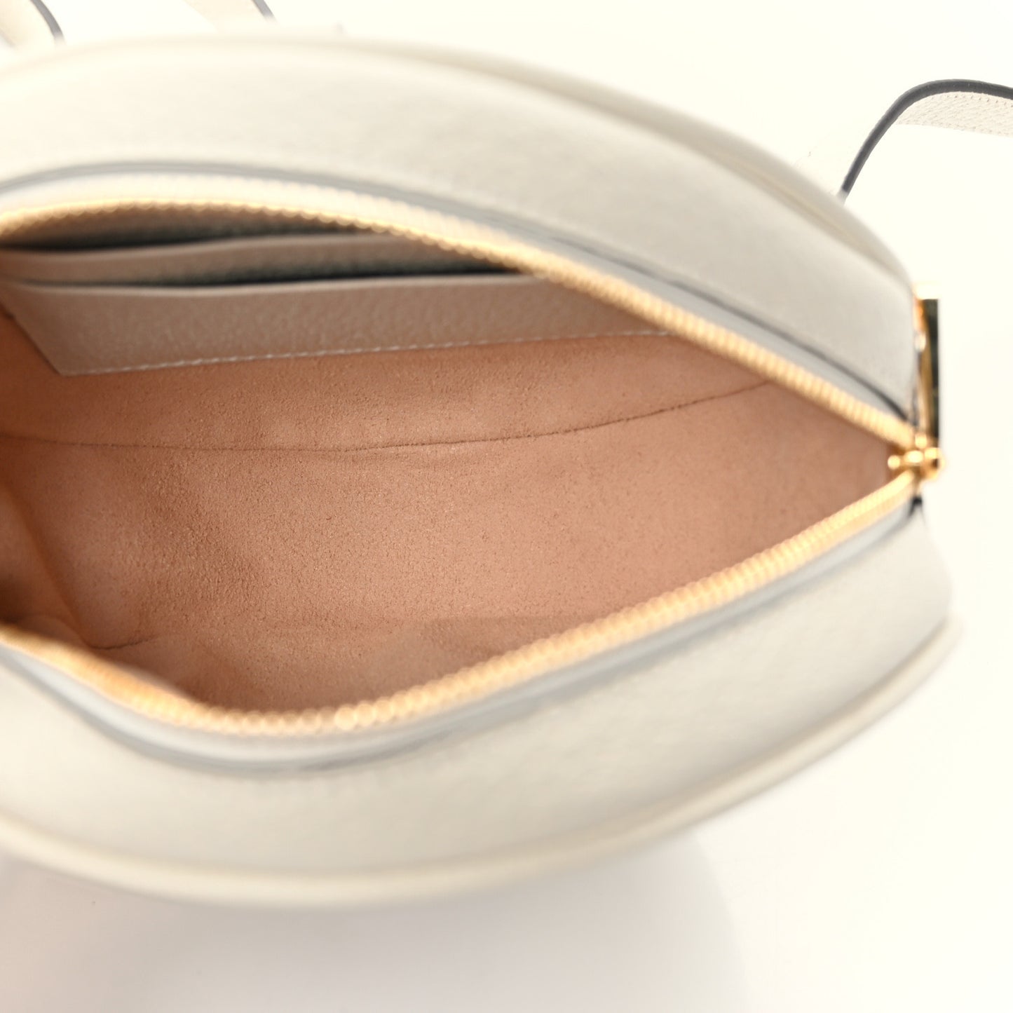 Textured Calfskin Web Mini Ophidia Round Backpack Mystic White
