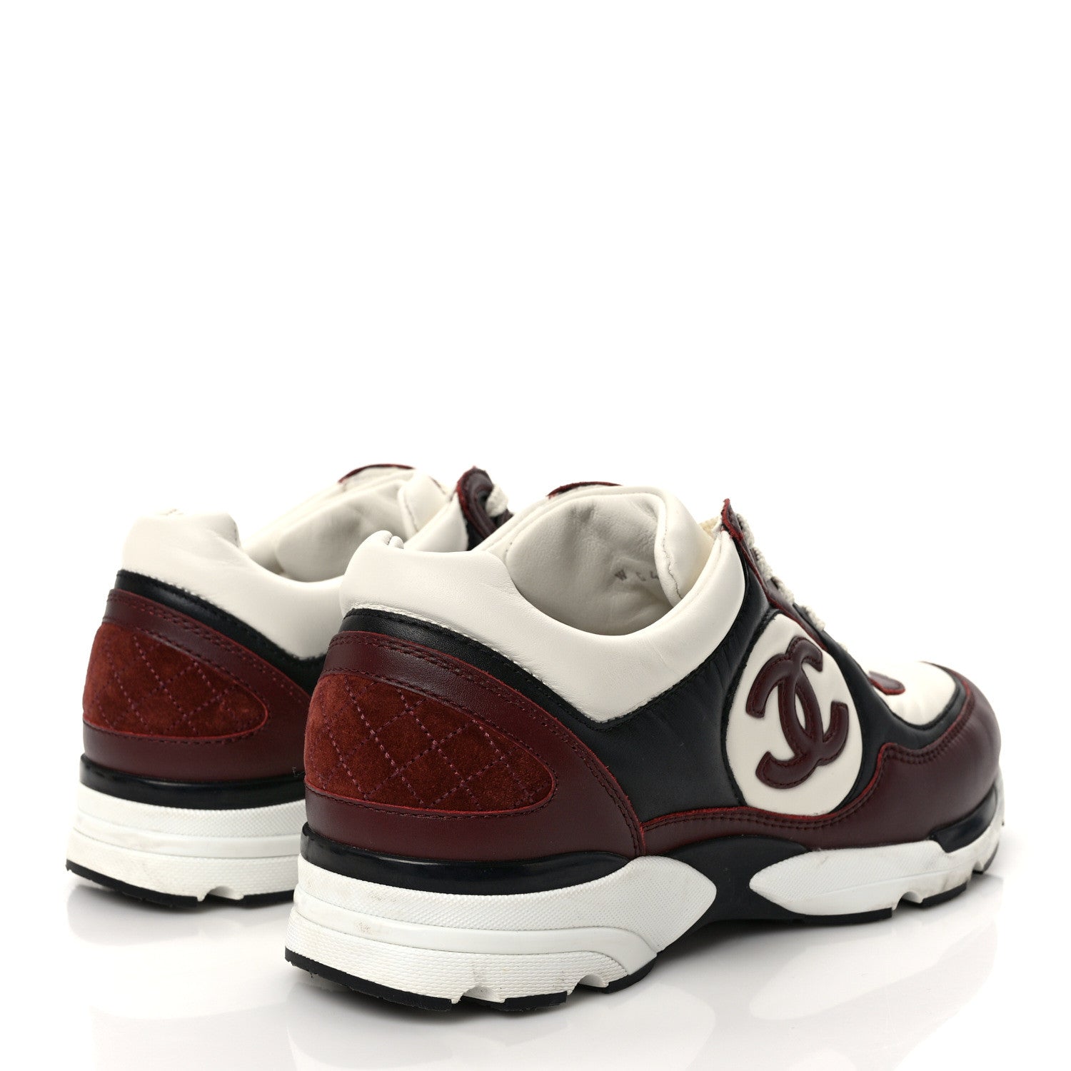 Chanel Calfskin CC Sneakers 37 Burgundy White 4 of 9