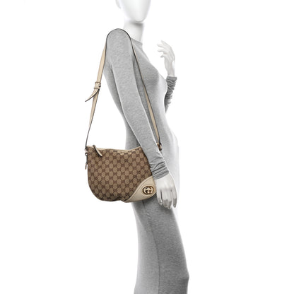 Gucci Monogram Medium New Britt Half Moon Hobo White 2 of 20