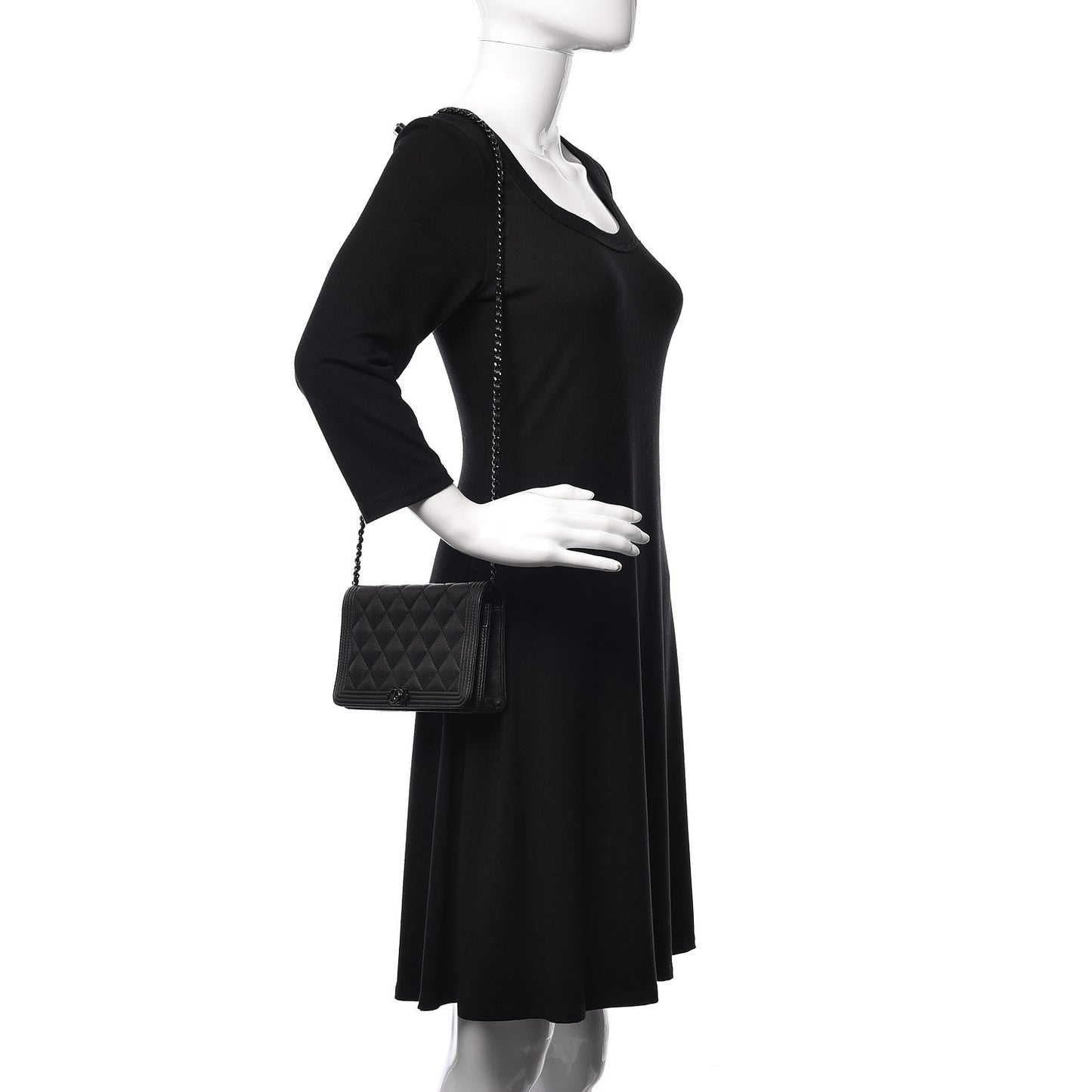 Caviar Quilted Boy Wallet On Chain WOC So Black