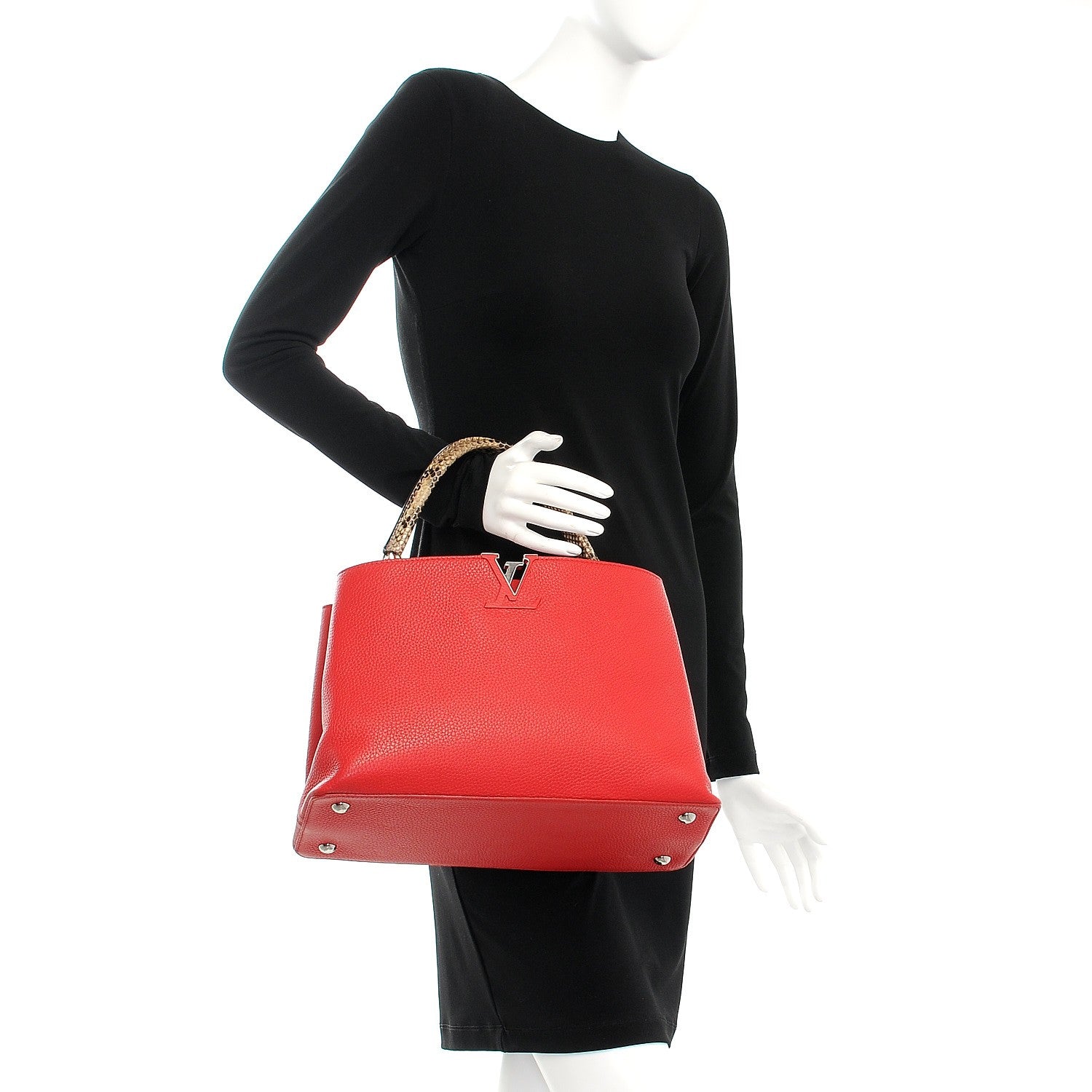 Louis Vuitton Taurillon Python Capucines MM Rubis 2 of 12