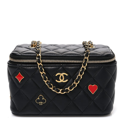 Chanel Lambskin Quilted Enamel Coco Casino Small Vanity Case With Chain Black 1 of 10