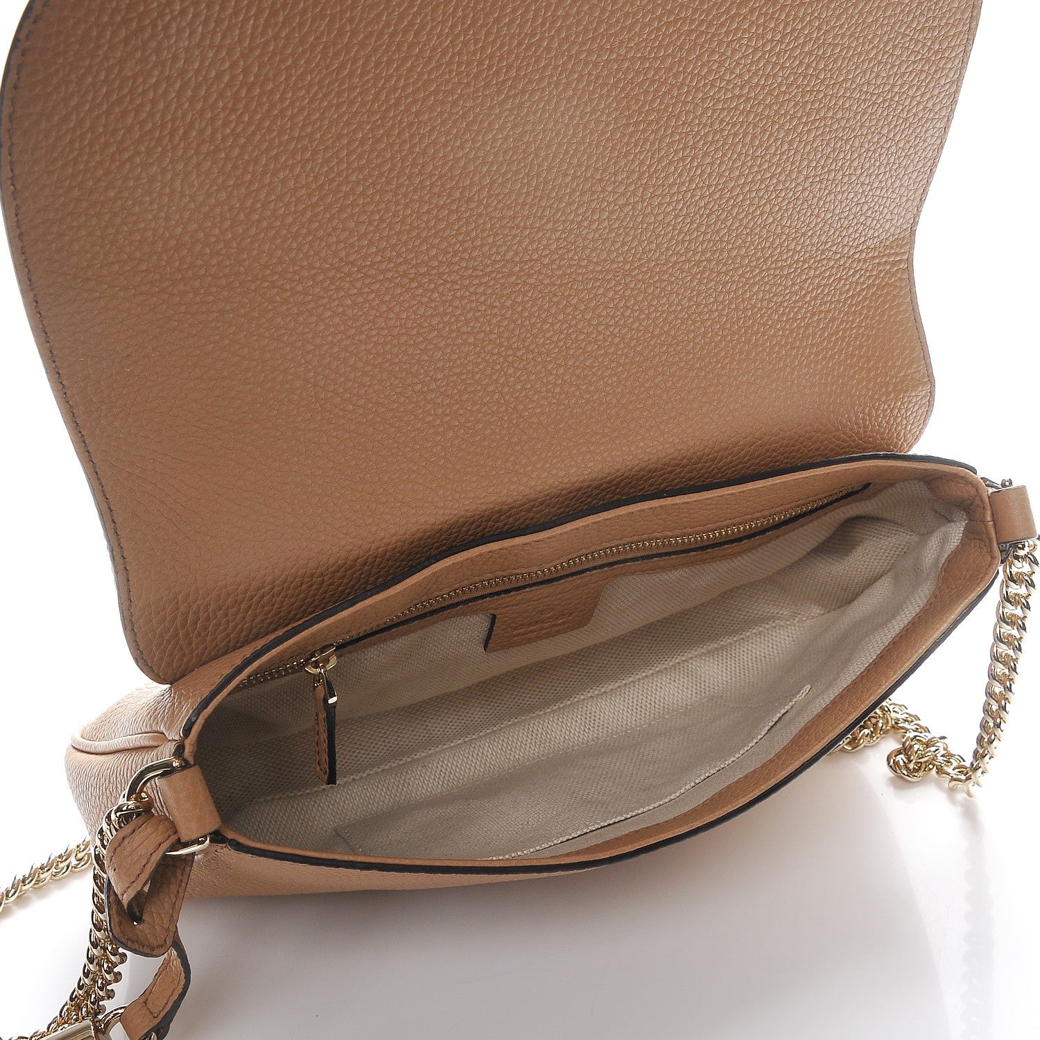 Gucci Pebbled Calfskin Medium Soho Flap Crossbody Camelia 5 of 7