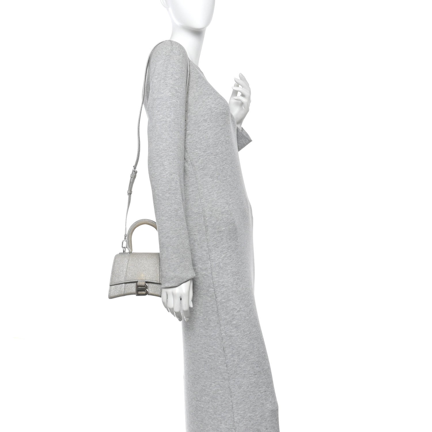 Balenciaga Glitter Fabric Hourglass Top Handle Bag XS Grey 2 of 9