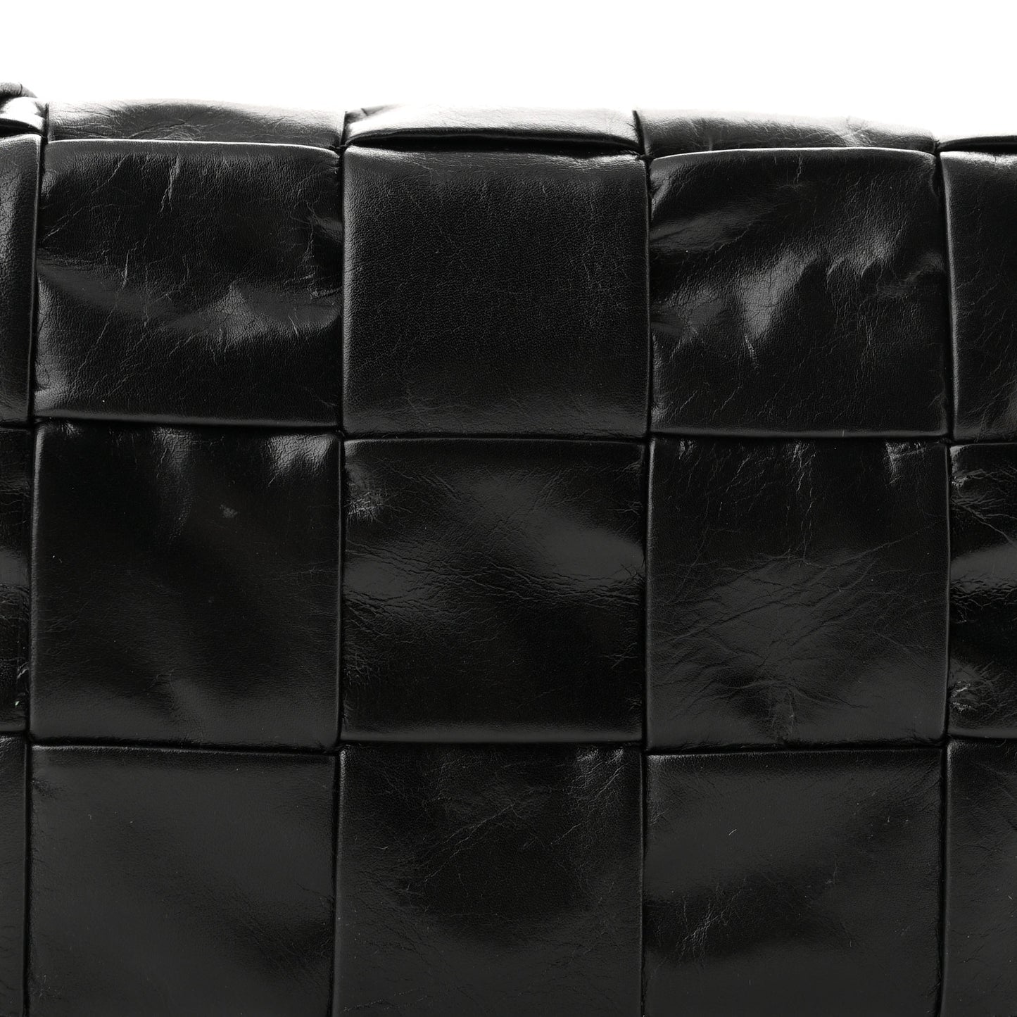 Paper Calfskin Maxi Intreccio Cassette Crossbody Bag Black