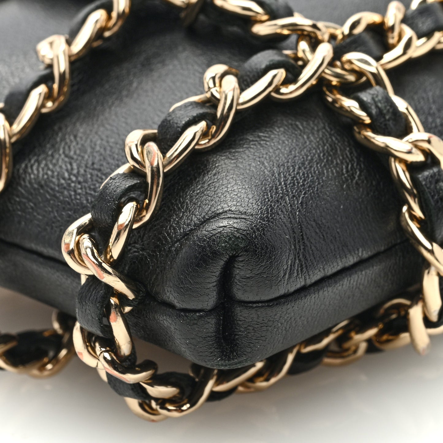 Lambskin Tech Me Out Clutch With Chain Black