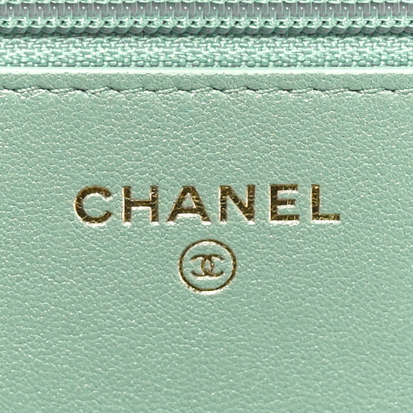 Shiny Lambskin Quilted Chanel 19 Wallet On Chain WOC Light Green