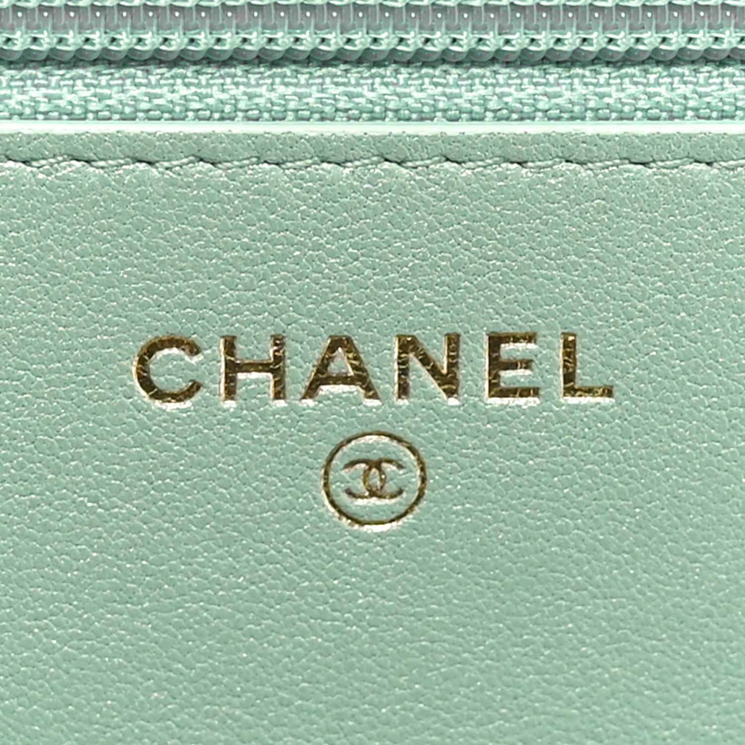 Chanel Shiny Lambskin Quilted Chanel 19 Wallet On Chain WOC Light Green 6 of 12