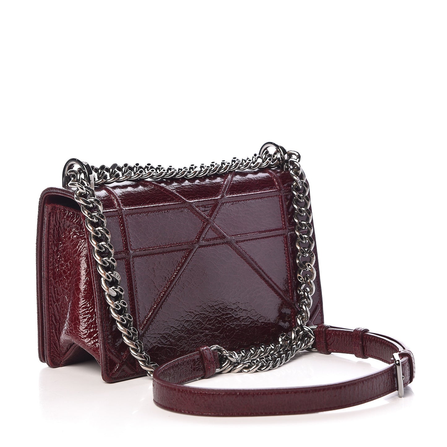 Crackled Deerskin Small Diorama Flap Bag Burgundy