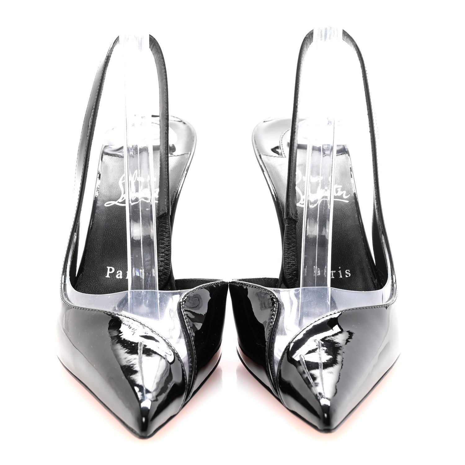 Christian Louboutin Patent PVC Posticha 80 Slingback Pumps 37 Black 3 of 9
