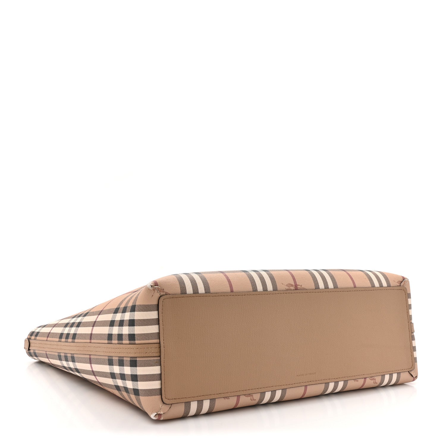 Burberry Grainy Calfskin Haymarket Check Medium Reversible Tote Camel 6 of 21