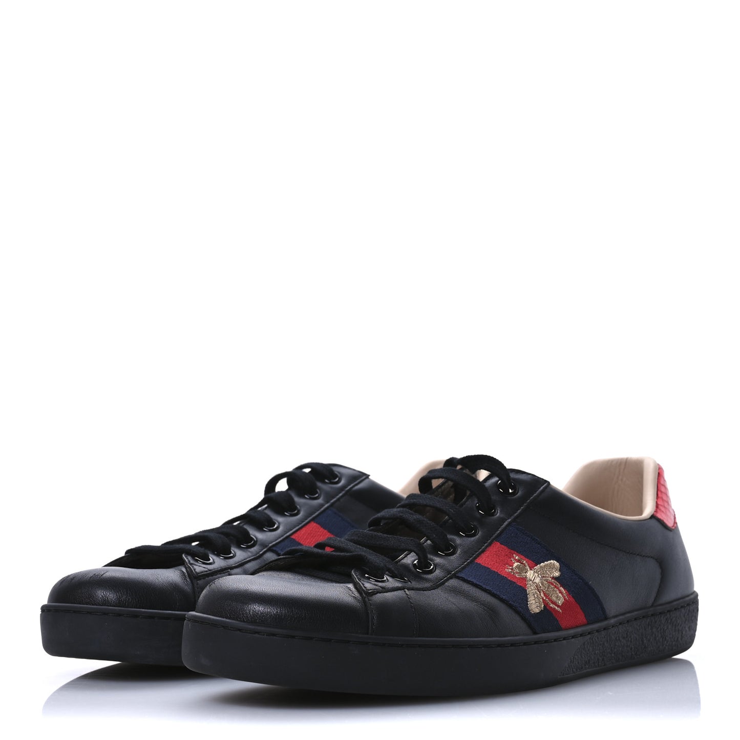 Miro Soft Calfskin Laminated Ayers Web Bee Embroidered Mens Ace Sneakers 9.5 Black Red Flame Night