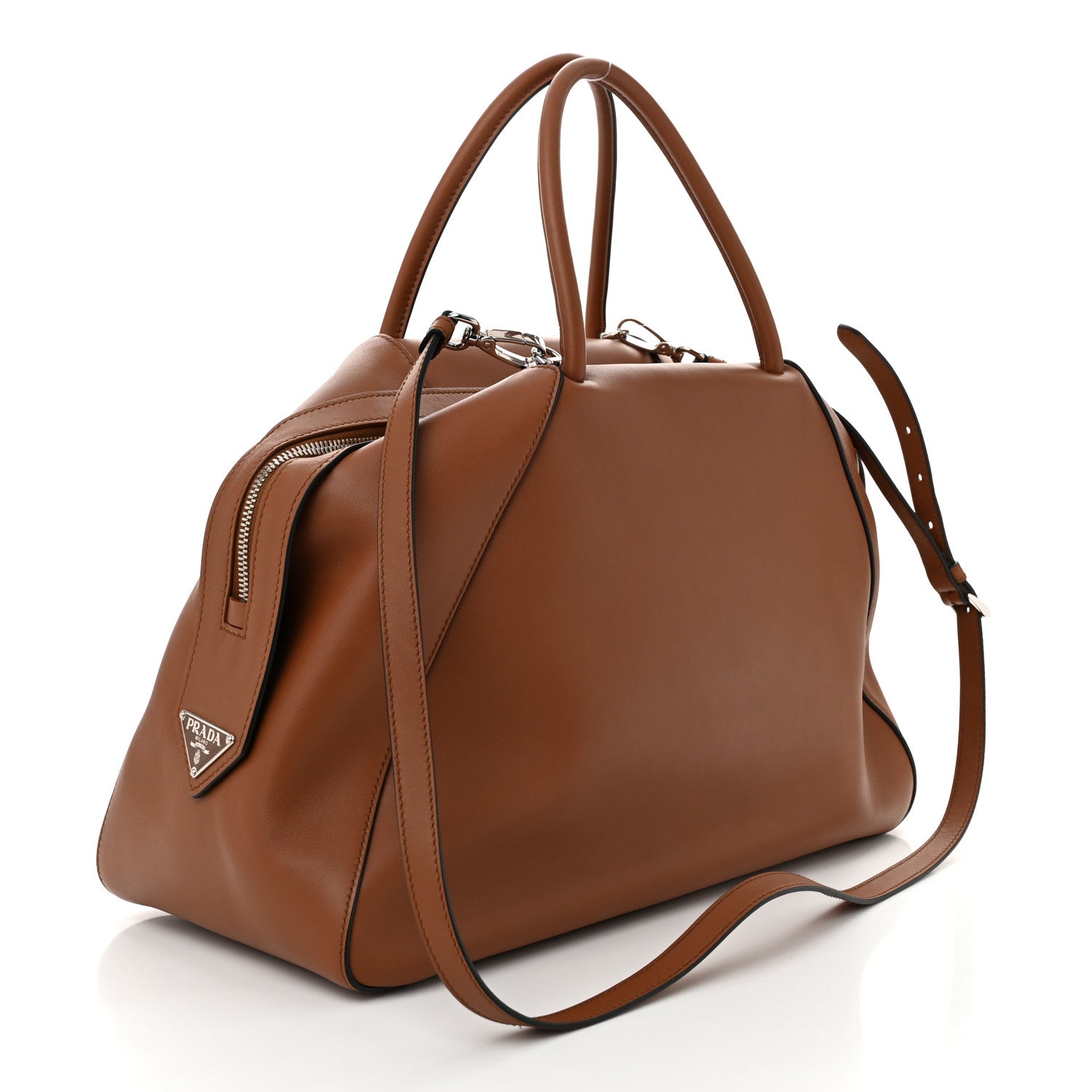 Prada Softy Calfskin Supernova Handbag Cognac 3 of 9