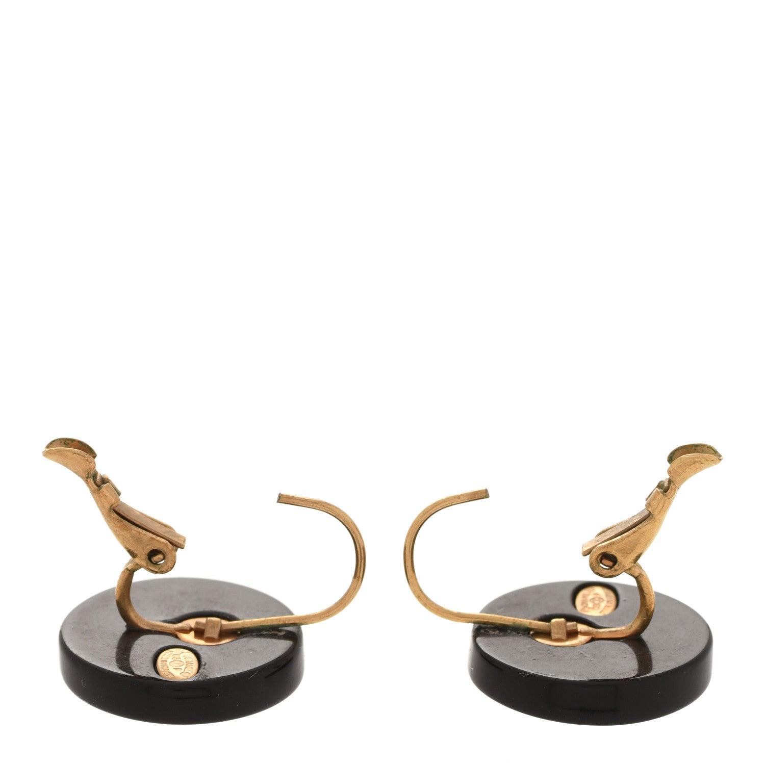 Chanel Resin CC Camellia Earrings White Black 3 of 4