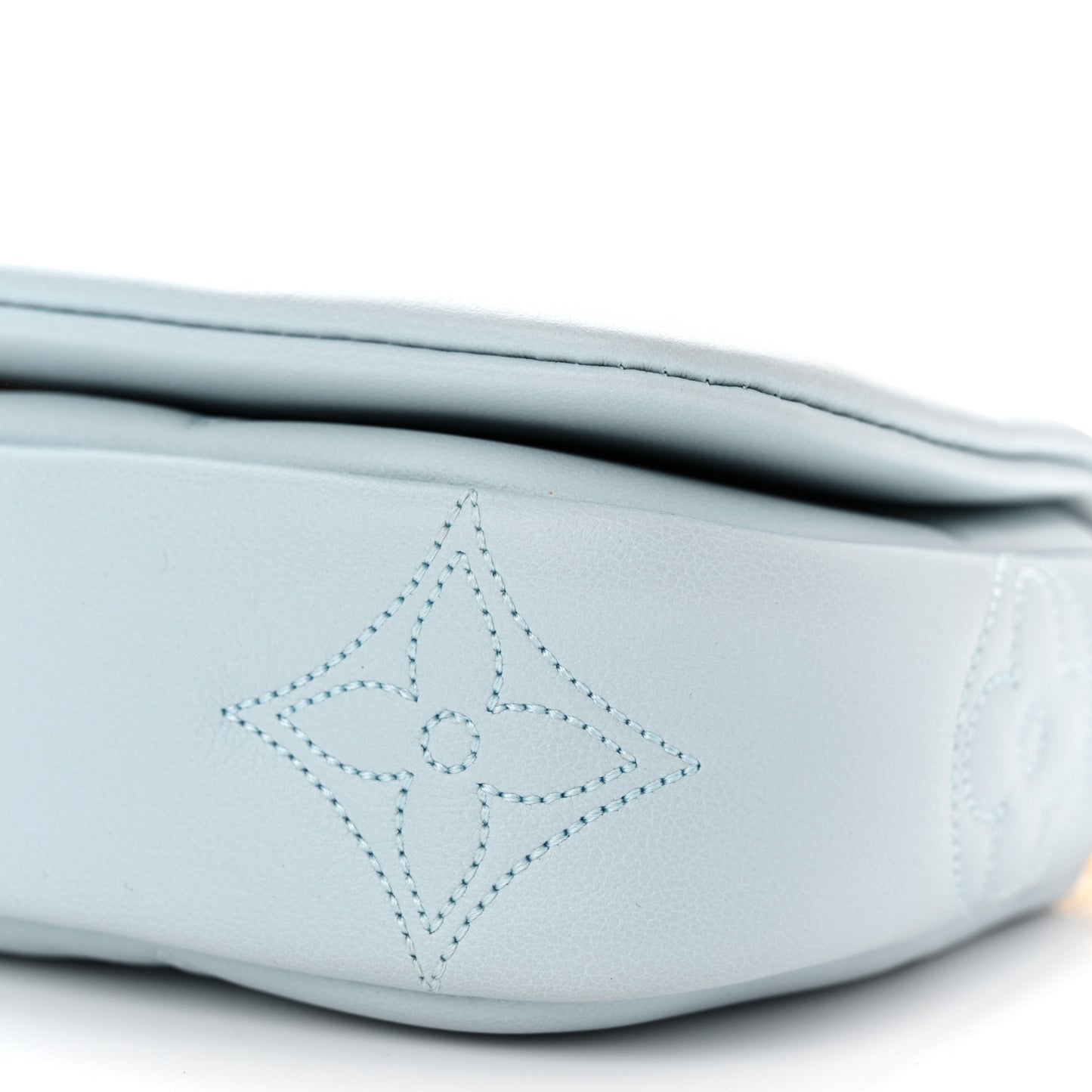 Calfskin Bubblegram Wallet On Strap Ice Blue