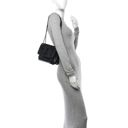 Saint Laurent Crinkled Lambskin Matelasse Monogram Baby Niki Chain Satchel Black 2 of 12