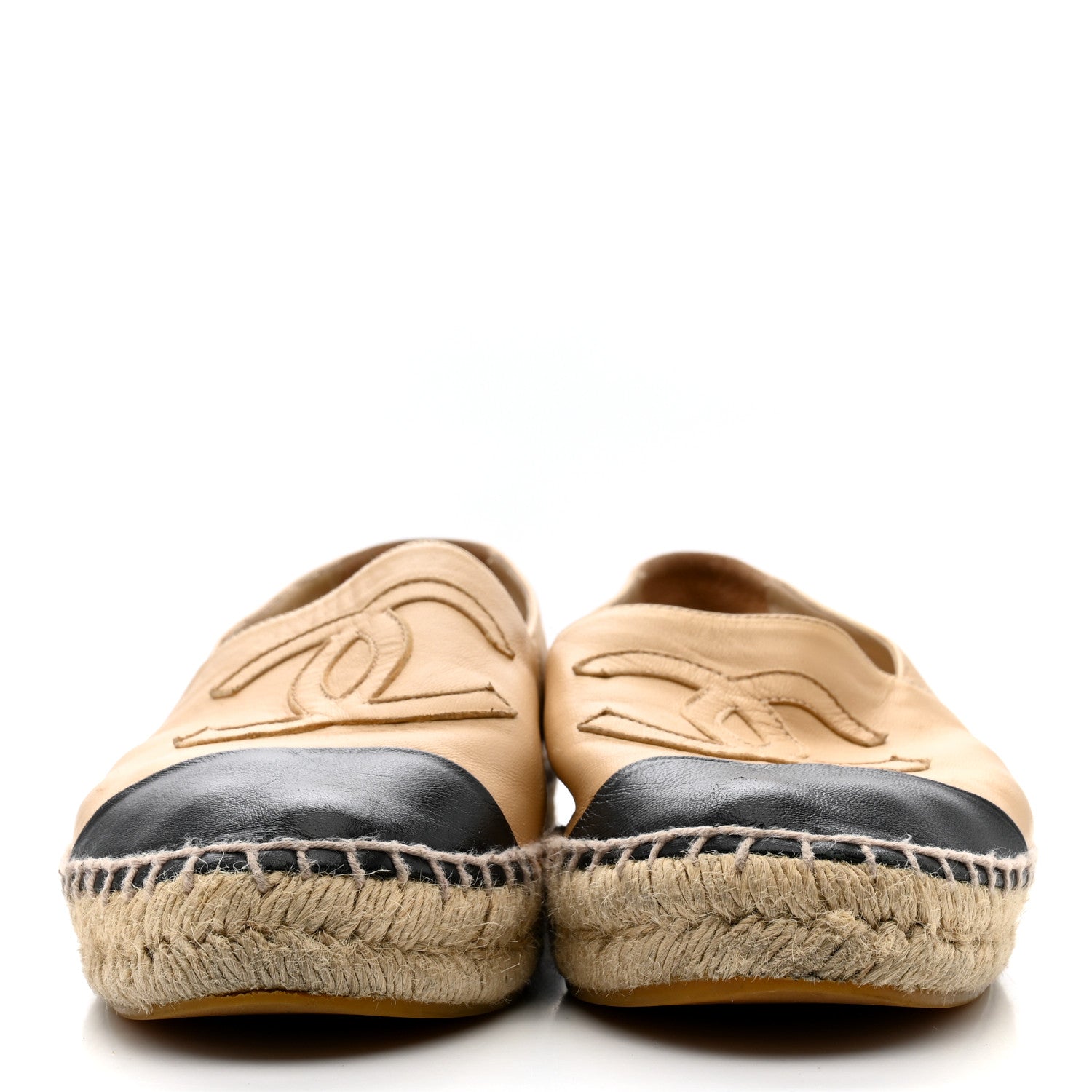 Chanel Lambskin CC Espadrilles 39 Beige Black 3 of 10