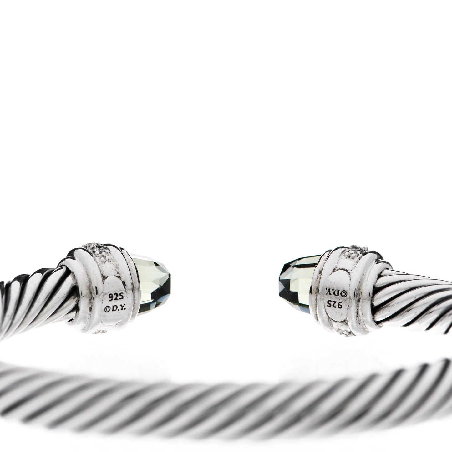 Sterling Silver Diamond Prasiolite 7mm Cable Classics Bracelet