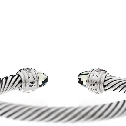 David Yurman Sterling Silver Diamond Prasiolite 7mm Cable Classics Bracelet 3 of 3
