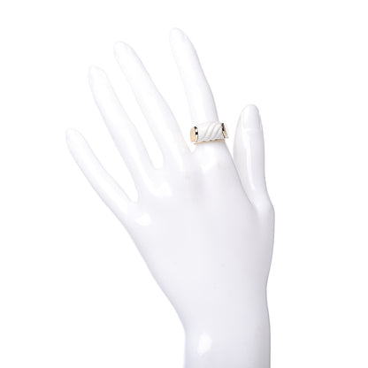 Bulgari 18K Yellow Gold White Ceramic Tronchetto Ring 52 6 2 of 6