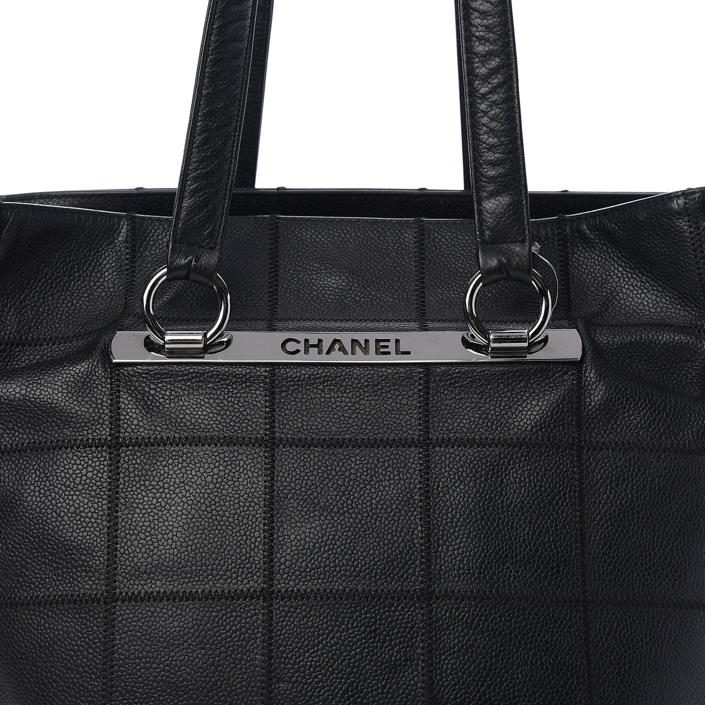 Caviar Square Stitched Tote Black
