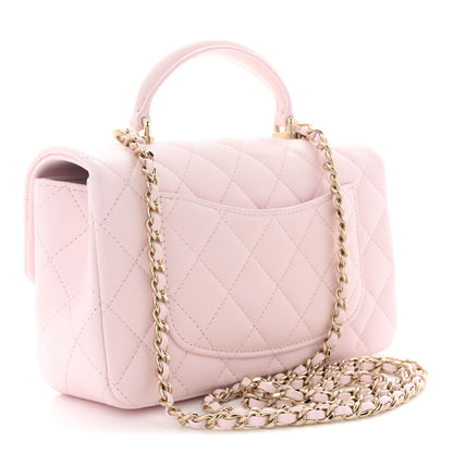 Chanel Lambskin Quilted Mini Top Handle Rectangular Flap Light Pink 3 of 12