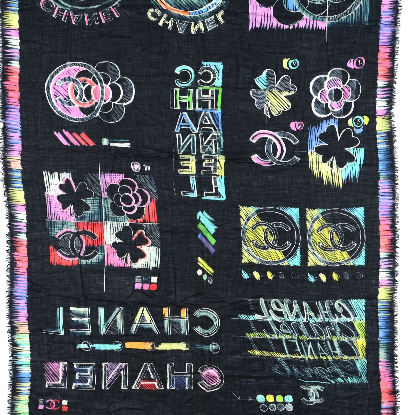 Cashmere CC Logo Shawl Black Multicolor