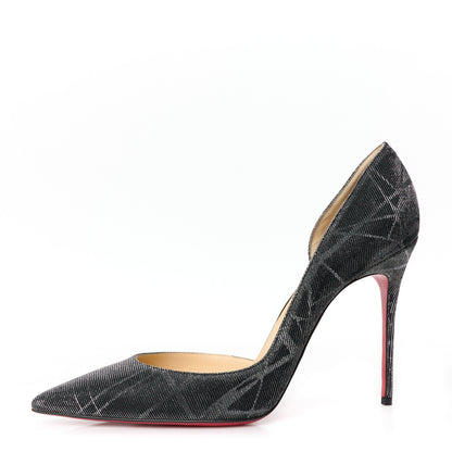 Christian Louboutin Tissu Etincelle Specchio Iriza 100 Pumps 41.5 Black Silver 1 of 9