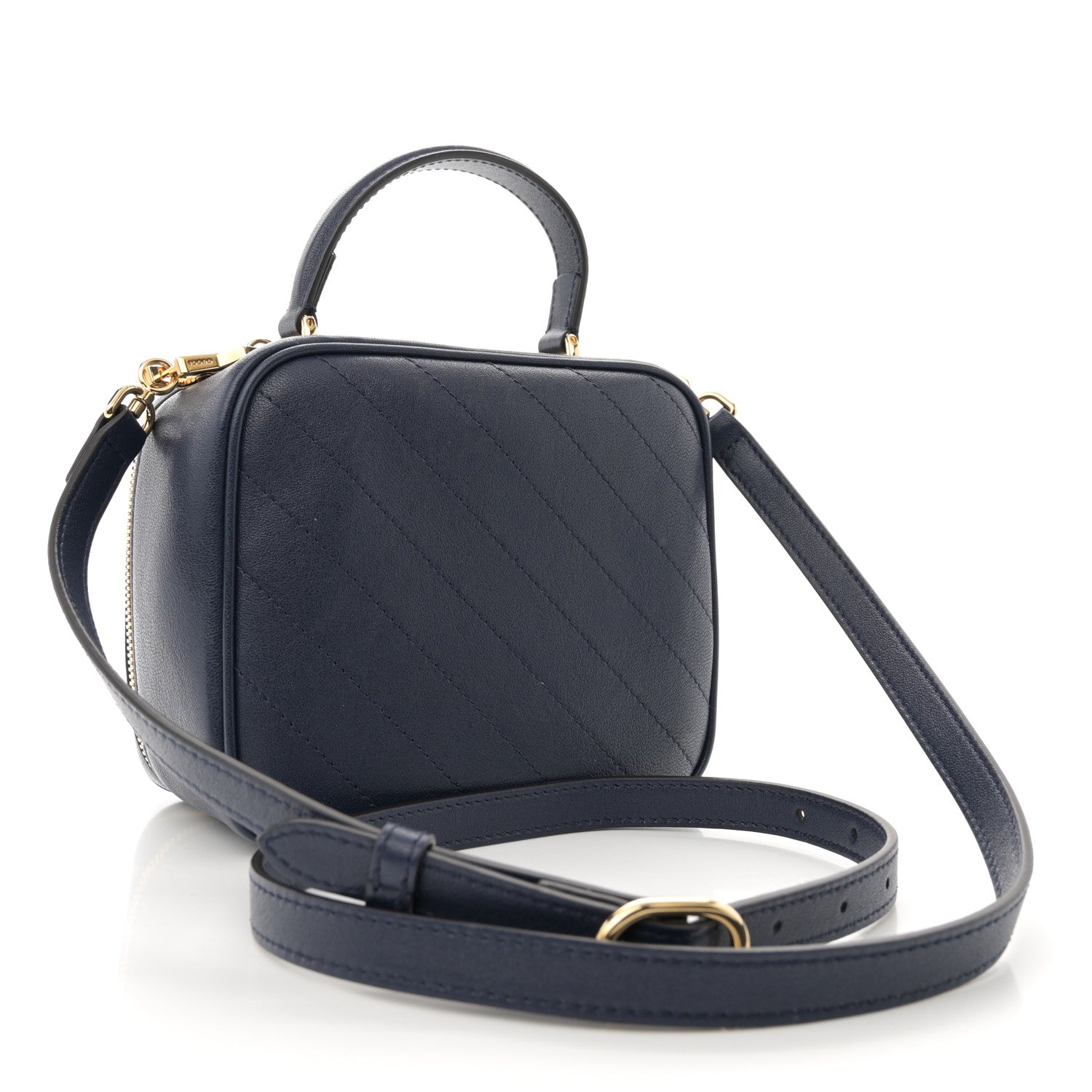 Gucci Sakai Be Green Calfskin Diagonal Stitched Blondie Top Handle Bag Blue Agata 3 of 10