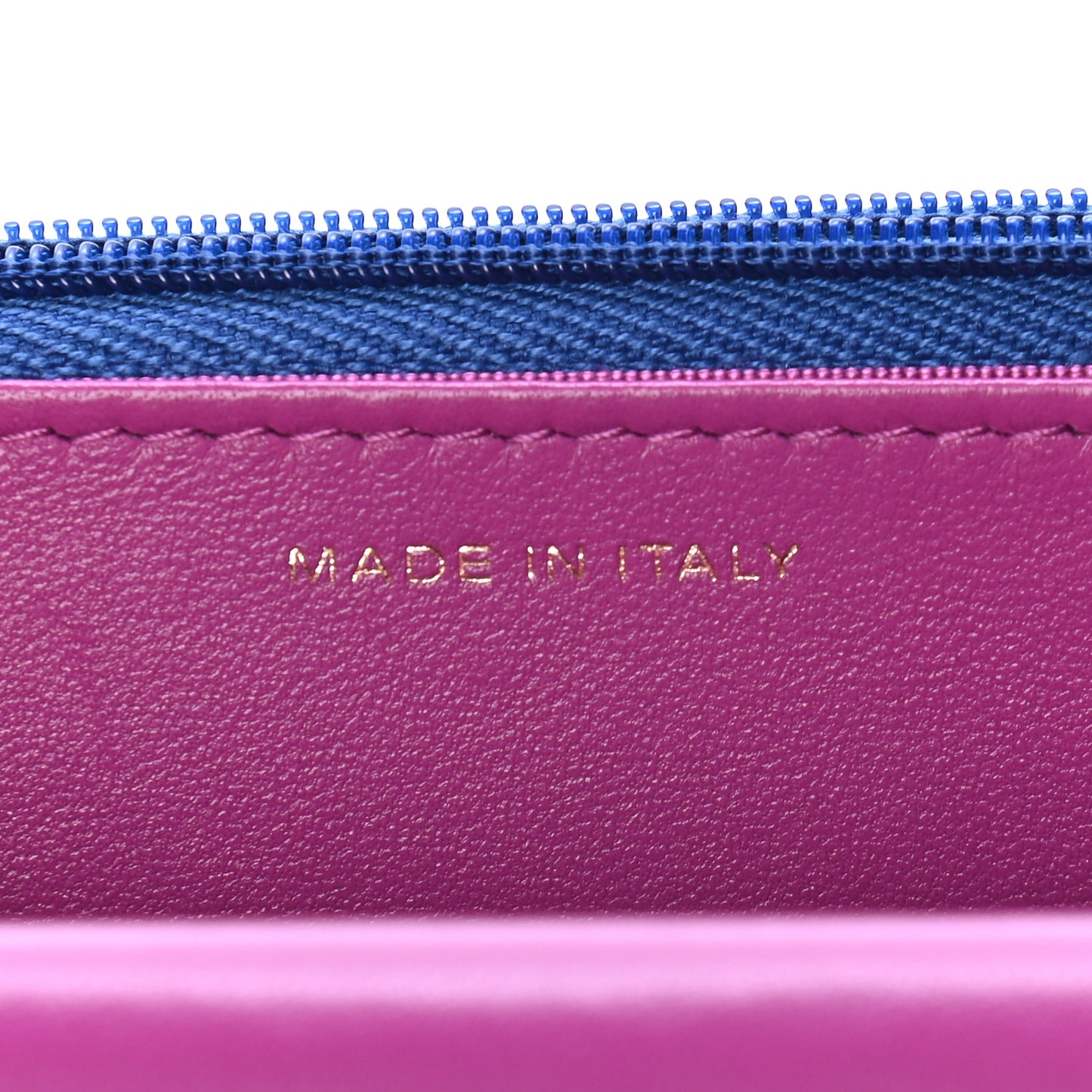 Lambskin Quilted Wallet On Chain WOC Dark Blue Pink