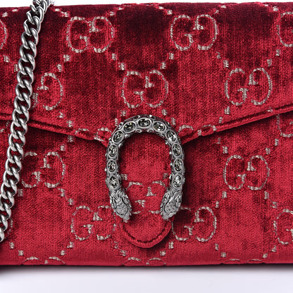 Gucci Velvet GG Monogram Mini Dionysus Chain Wallet Red Cipria 10 of 10