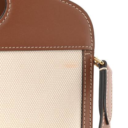 Burberry Canvas Smooth Calfskin Two Tone Mini Pocket Bag Natural Malt Brown 10 of 10