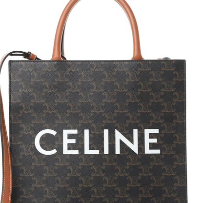 Celine Triomphe Canvas Calfskin Small Vertical Cabas Tan 8 of 13