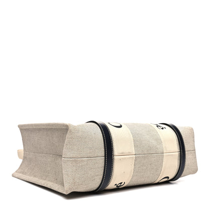 Chloe Cotton Calfskin Medium Woody Ribbon Tote White Black 4 of 14