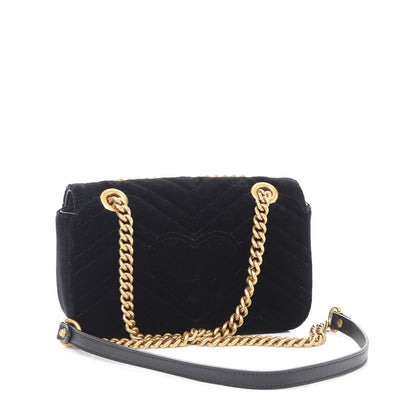 Gucci Velvet Matelasse Mini GG Marmont Shoulder Bag Black 3 of 9