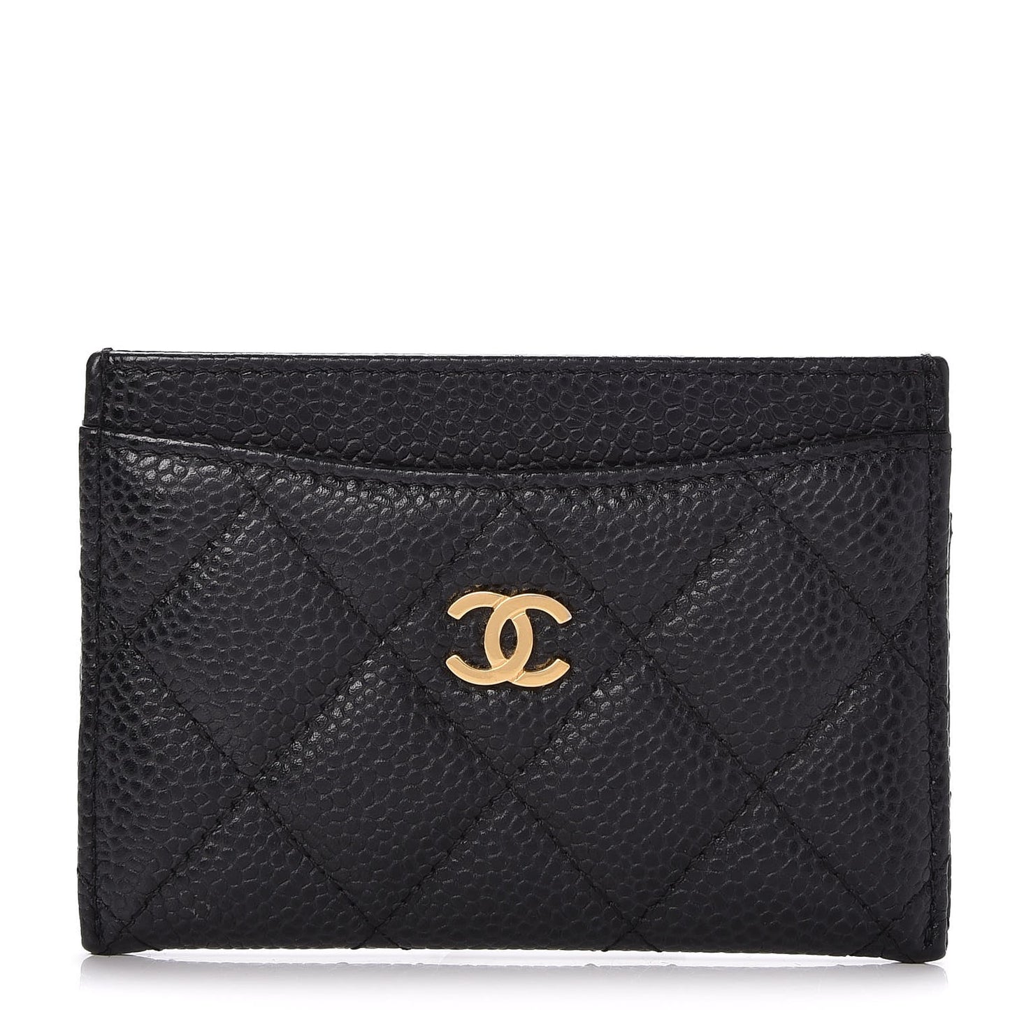 Caviar Quilted Card Holder Black