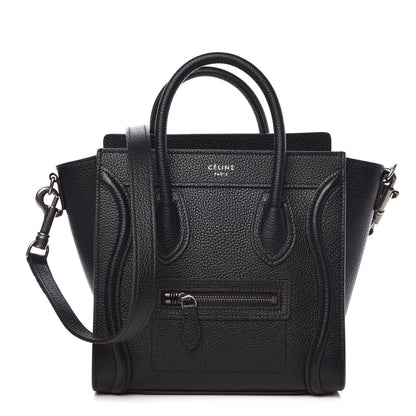 Celine Drummed Calfskin Nano Luggage Black 1 of 8